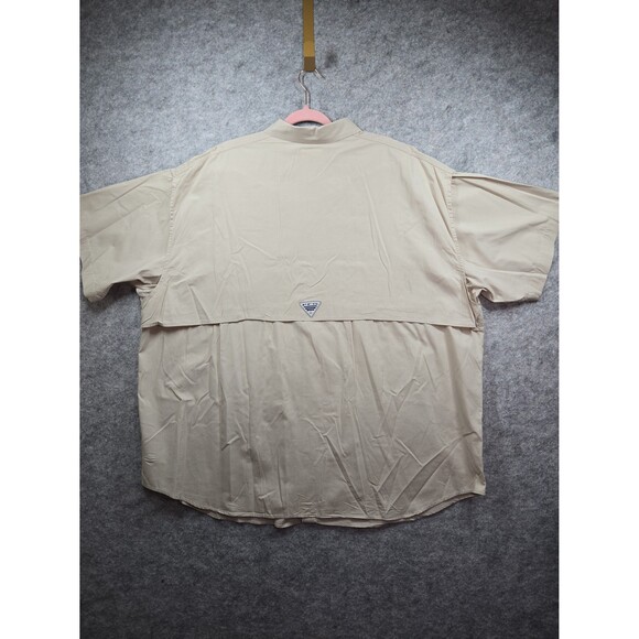 Columbia PFG Fishing Short Sleeve Button Up Shirt Vented Cotton Kahki Men's 3X - Picture 8 of 12